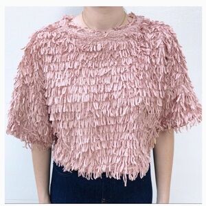 Dusty pink Zara shaggy fringe (S)